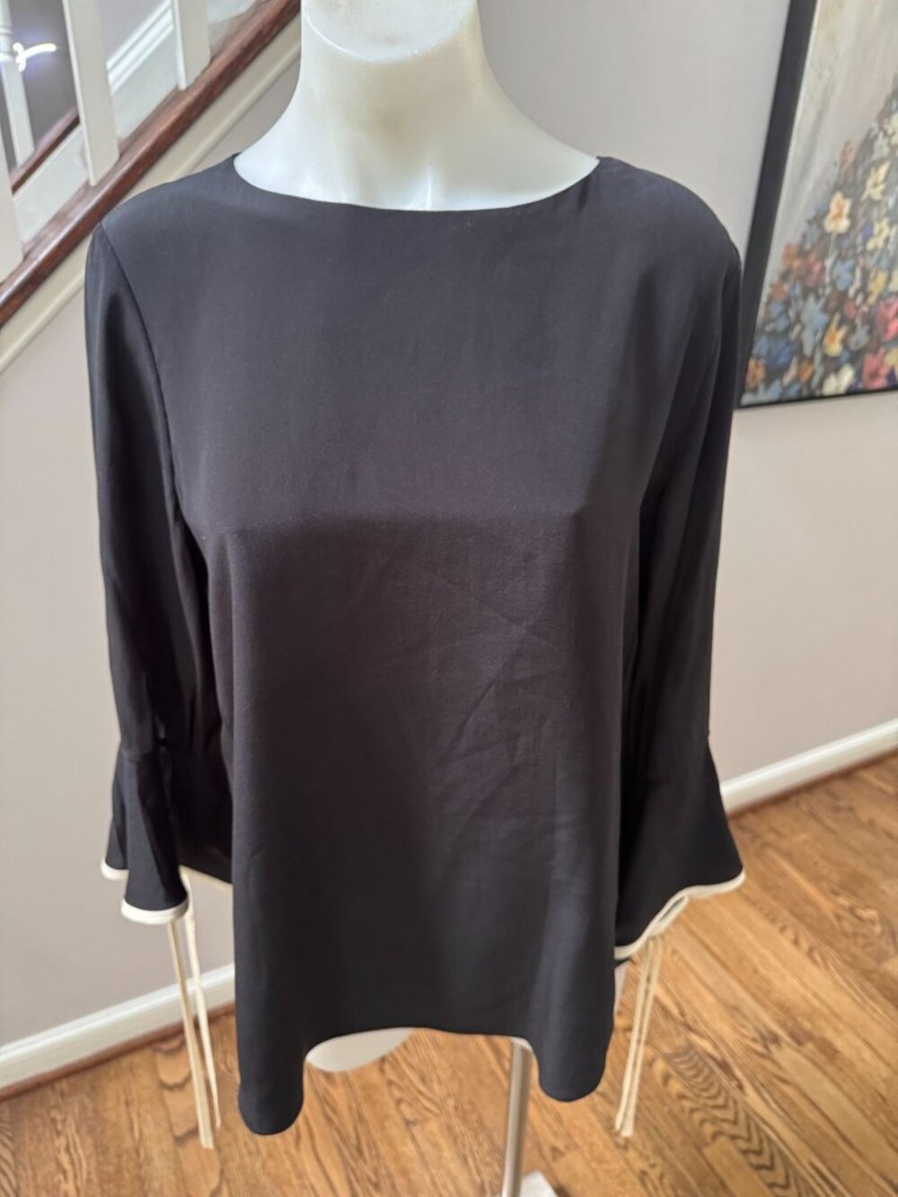 NWT CHLOE Chloé $1,395 100% Silk Bell Sleeve Blouse Black Size 42 / 10